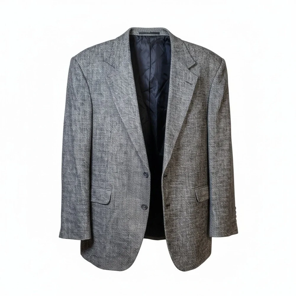 Herringbone Dark Acadamia Wool Silk Blend Sports Jacket‎ Blazer Career Size 46R